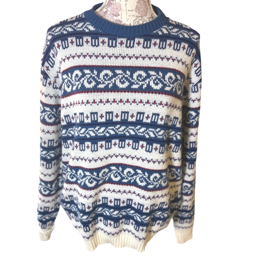 Vintage Woolen Mills Fair Isle Sweater‎ Crewneck Knitwear, Iowa,  L/XL